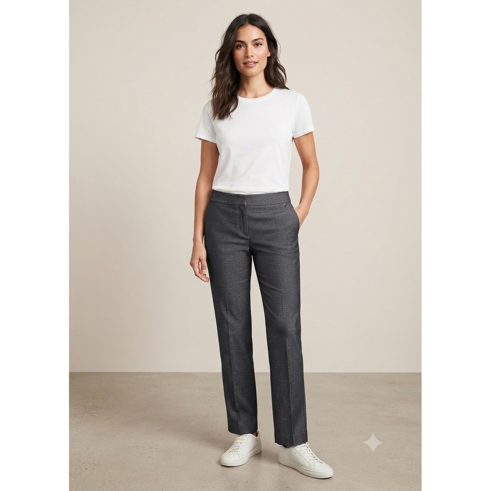 LOFT Marisa Trouser Women 0P Gray Textured Straight Leg Dress Pants Mid Rise